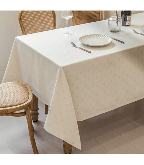 MOCOFO Elegant Damask Tablecloth - White Jacquard Table Cover for Dining, Kitchen, Parties - Durable & Stylish