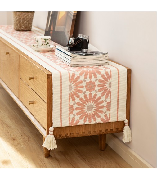 MOCOFO Boho Woven Table Runner - Striped Tribal Design with Tassels for Dining Table Decor