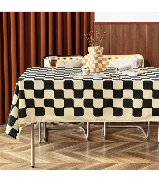 MOCOFO Retro Geometric Tablecloth - Mid-Century Modern Pattern Table Cover for Dining & Kitchen