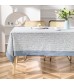 MOCOFO Geometric Pattern Tablecloth with Green Border - Stylish Table Cover for Dining & Kitchen