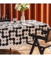 MOCOFO Bold Floral Tablecloth - Black and White Flower Pattern Table Cover for Dining & Kitchen