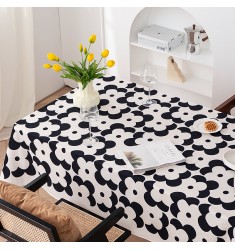 MOCOFO Bold Floral Tablecloth - Black and White Flower Pattern Table Cover for Dining & Kitchen