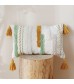 Lulu Boho Textured Throw Pillow Cover with Tassels - Modern Abstract Decorative Cushion Case for Sofa, Bed, Living Room - MOCOFO