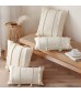 MOCOFO Textured Braided Throw Pillow Cover - Off-White Boho Decorative Cushion Cover for Home