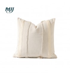 MOCOFO Textured Braided Throw Pillow Cover - Off-White Boho Decorative Cushion Cover for Home