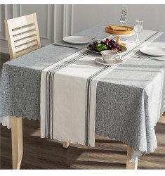 MOCOFO Striped Table Runner - Modern Farmhouse Linen Blend Runner for Dining Table Decor