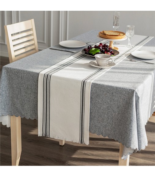 MOCOFO Striped Table Runner - Modern Farmhouse Linen Blend Runner for Dining Table Decor