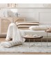MOCOFO Handwoven Striped Lumbar Pillow - Off-White Decorative Oblong Cushion for Sofa and Bed