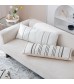 MOCOFO Handwoven Striped Lumbar Pillow - Off-White Decorative Oblong Cushion for Sofa and Bed