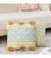 Embroidered Square Throw Pillow Cover with Tassels - Boho Decorative Cushion Case for Sofa, Bed, Living Room - MOCOFO