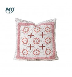 Embroidered Square Throw Pillow Cover with Tassels - Boho Decorative Cushion Case for Sofa, Bed, Living Room - MOCOFO