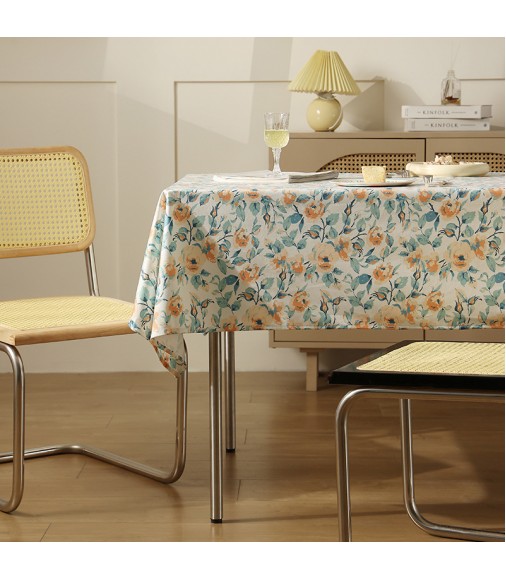 MOCOFO Botanical Floral Tablecloth - Elegant Flower Pattern Table Cover for Dining & Spring Decor