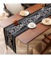 MOCOFO Black and White Floral Table Runner - Elegant Damask Pattern for Dining Table Decor