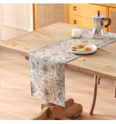 MOCOFO Vintage Print Table Runner - American Retro Linen-like Fabric for Dining & Coffee Table, Cabinet Decor