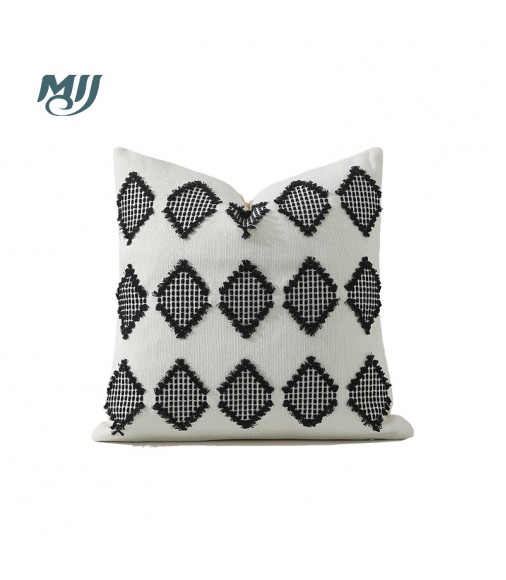 MOCOFO Geometric Throw Pillow Cover, Modern Woven Decorative Cushion Case, Grey Patterned Pillowcase for Sofa & Bed