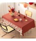 MOCOFO Terracotta Tablecloth with Argyle Border - Rustic Farmhouse Table Cover for Dining
