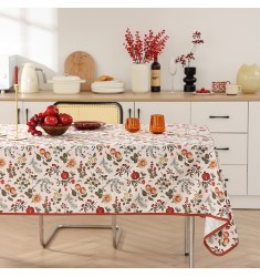 MOCOFO Retro Yellow Floral Tablecloth - Vintage Inspired Kitchen Dining Table Cover - Waterproof, Wipeable Fabric
