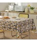 MOCOFO Retro Yellow Floral Tablecloth - Vintage Inspired Kitchen Dining Table Cover - Waterproof, Wipeable Fabric