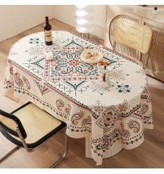 MOCOFO Bohemian Paisley Tablecloth - Moroccan Style Kitchen Dining Table Cover - Decorative, Easy Care Fabric