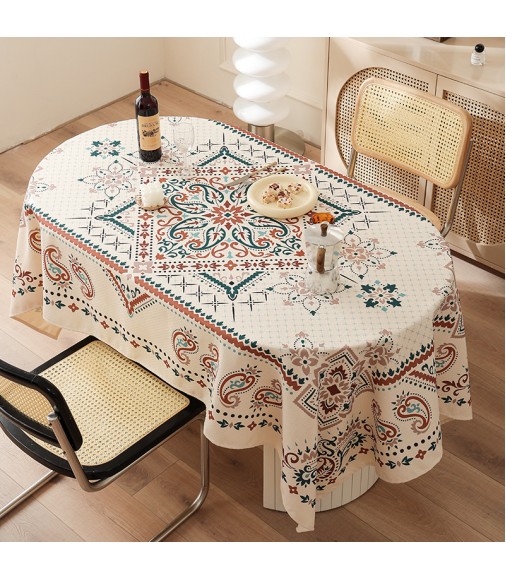 MOCOFO Bohemian Paisley Tablecloth - Moroccan Style Kitchen Dining Table Cover - Decorative, Easy Care Fabric
