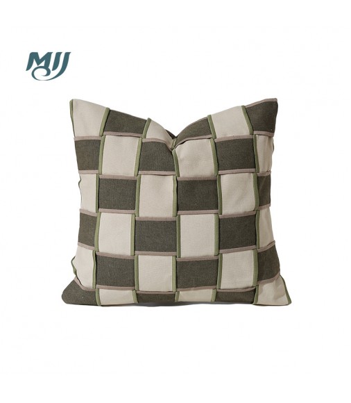 Textured Patchwork Throw Pillow Cover - Modern Woven Block Cushion Case for Sofa, Bed, Living Room - MOCOFO