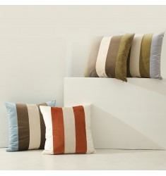 MOCOFO Wide Stripe Velvet Pillow Cover, 45x45cm Flannel Cushion Case, Lumbar Support