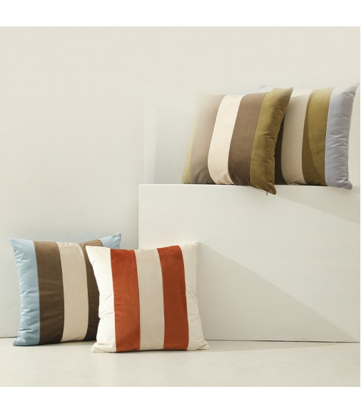 MOCOFO Wide Stripe Velvet Pillow Cover, 45x45cm Flannel Cushion Case, Lumbar Support