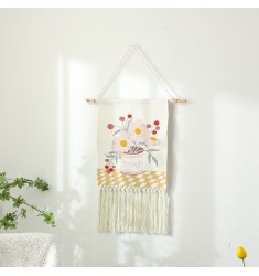 MOCOFO Spring Flower Tapestry Wall Hanging - Embroidered Floral Decor for Home, Living Room, Bedroom
