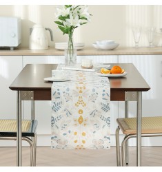 MOCOFO Floral Print Table Runner and Placemat Set - Botanical Design for Dining Table Decor