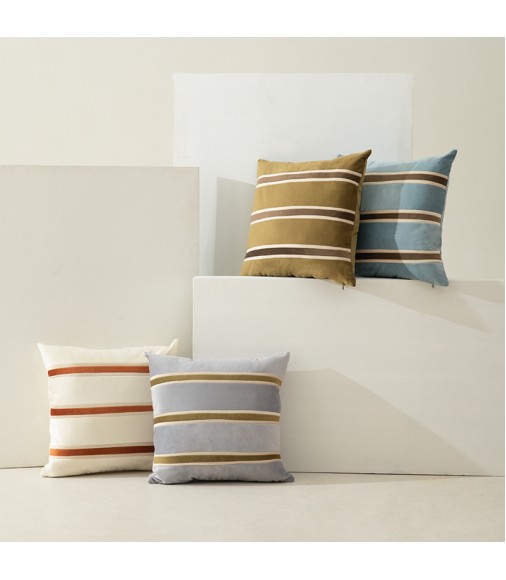 MOCOFO Velvet Striped Patchwork Cushion Cover, 45x45cm Pillow Case, Modern Home Decor