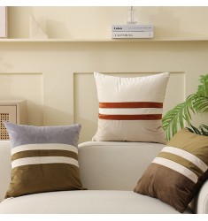 MOCOFO Striped Suede Pillow Cover, 45x45cm, Modern Light Luxury Sofa Cushion Case