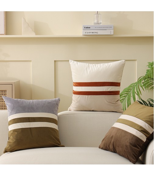 MOCOFO Striped Suede Pillow Cover, 45x45cm, Modern Light Luxury Sofa Cushion Case