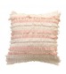 MOCOFO Fringed Throw Pillow Cover - Textured Boho Decorative Cushion with Yellow Stripes