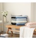 MOCOFO Blue and White Fringed Throw Pillow Cover - Textured Boho Decorative Cushion