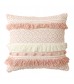 MOCOFO Blue and White Fringed Throw Pillow Cover - Textured Boho Decorative Cushion