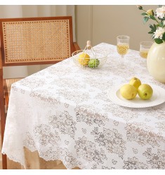 MOCOFO Elegant Lace Tablecloth - Vintage Floral Pattern Dining Table Cover - Decorative Sheer Fabric