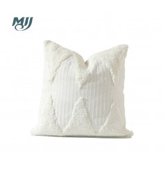 MOCOFO Boho Textured Throw Pillow Cover - Off-White Geometric Decorative Cushion Cover for Home Decor