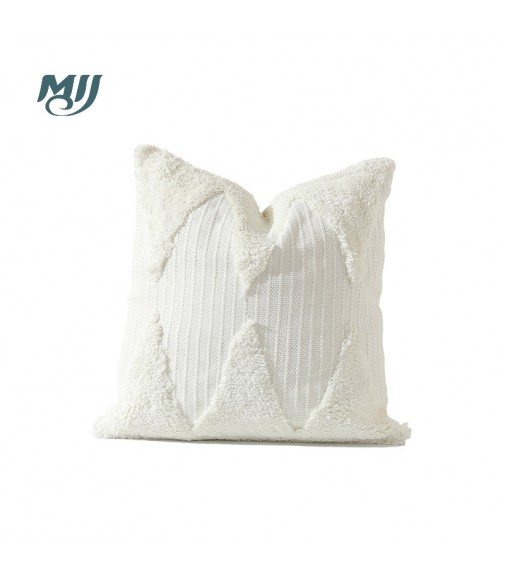 MOCOFO Boho Textured Throw Pillow Cover - Off-White Geometric Decorative Cushion Cover for Home Decor