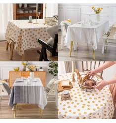 MOCOFO Modern Striped Tablecloth - Grey & White Linear Pattern Kitchen Dining Table Cover - Easy Care Fabric