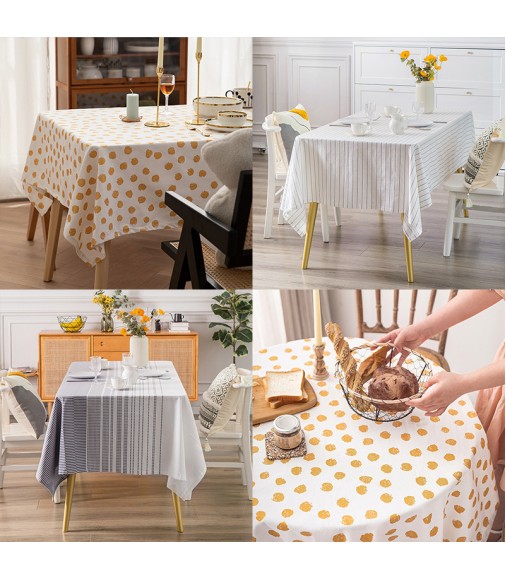 MOCOFO Modern Striped Tablecloth - Grey & White Linear Pattern Kitchen Dining Table Cover - Easy Care Fabric