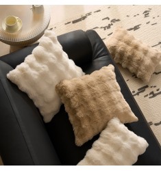 MOCOFO Bubble Rabbit Fur Pillow Cover, Soft Flannel Cushion Case, 45x45/30x50cm