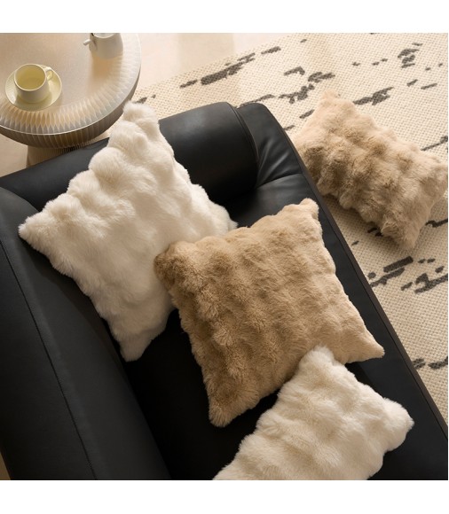 MOCOFO Bubble Rabbit Fur Pillow Cover, Soft Flannel Cushion Case, 45x45/30x50cm