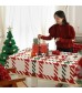 MOCOFO Red & Beige Reindeer Tablecloth - Festive Deer Print Holiday Dining Table Cover - Seasonal Kitchen Linen