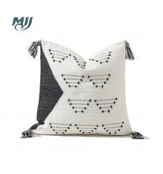 MOCOFO Decorative Tassel Throw Pillow, Geometric Embroidered Cushion Cover, Available in Multiple Sizes (31x51, 46x46, 51x51)