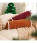 Solid Color Bolster Pillow with Plush Trim - Decorative Cylindrical Cushion for Sofa, Bed, Lumbar Support - MOCOFO