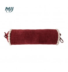 Solid Color Bolster Pillow with Plush Trim - Decorative Cylindrical Cushion for Sofa, Bed, Lumbar Support - MOCOFO
