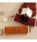 Solid Color Bolster Pillow with Plush Trim - Decorative Cylindrical Cushion for Sofa, Bed, Lumbar Support - MOCOFO