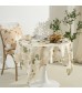 MOCOFO Round Floral Tablecloth - Elegant Botanical Design Kitchen Table Cover - Decorative Circular Linen