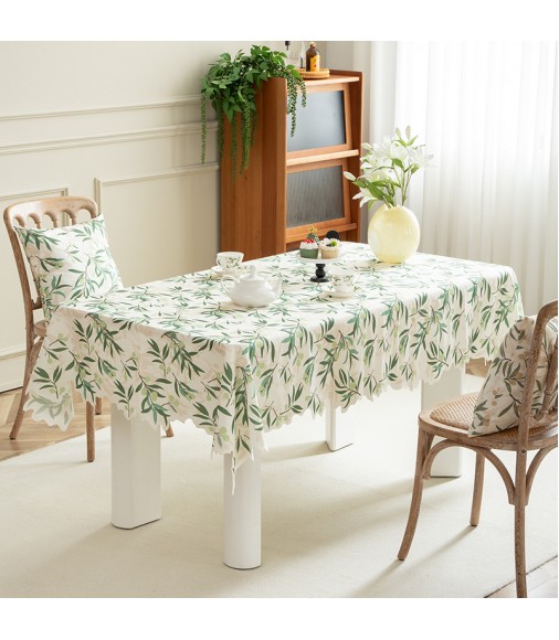 MOCOFO Round Floral Tablecloth - Elegant Botanical Design Kitchen Table Cover - Decorative Circular Linen