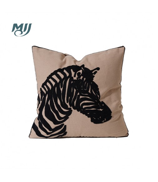 MOCOFO Cute Sheep Embroidered Throw Pillow Cover, Farmhouse Decorative Cushion Case for Sofa, Bed, Living Room
